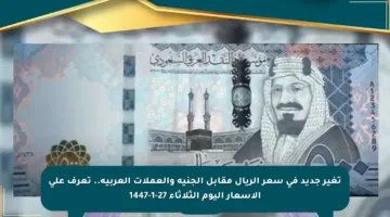 تغير جديد في سعر الريال مقابل الجنيه والعملات العربية.. تعرف على الأسعار اليوم الثلاثاء 27-1-1447
